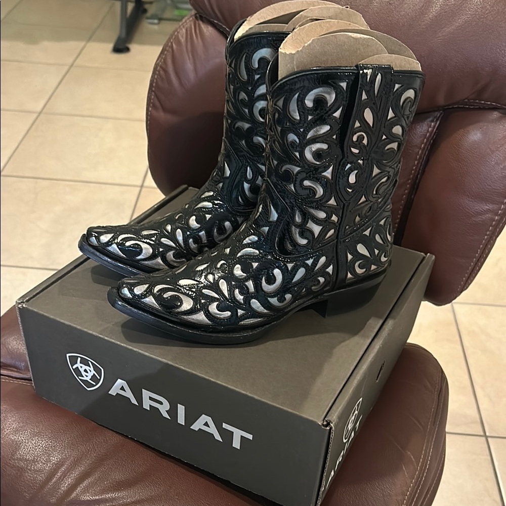Ariat Black and White Western Boots
